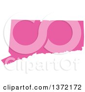 Poster, Art Print Of Pink Silhouetted Map Shape Of The State Of Connecticut United States