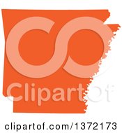 Clipart Of An Orange Silhouetted Map Shape Of The State Of Arkansas United States Royalty Free Vector Illustration