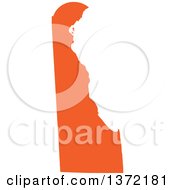 Orange Silhouetted Map Shape Of The State Of Delaware United States