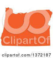 Clipart Of An Orange Silhouetted Map Shape Of The State Of Oregon United States Royalty Free Vector Illustration