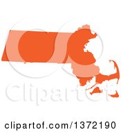 Orange Silhouetted Map Shape Of The State Of Massachusetts United States