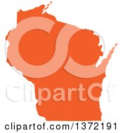 Orange Silhouetted Map Shape Of The State Of Wisconsin United States