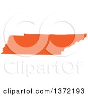 Clipart Of An Orange Silhouetted Map Shape Of The State Of Tennessee United States Royalty Free Vector Illustration