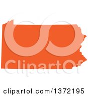 Orange Silhouetted Map Shape Of The State Of Pennsylvania United States