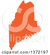 Poster, Art Print Of Orange Silhouetted Map Shape Of The State Of Maine United States