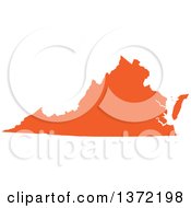 Clipart Of An Orange Silhouetted Map Shape Of The State Of Virginia United States Royalty Free Vector Illustration
