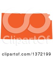Clipart Of An Orange Silhouetted Map Shape Of The State Of Kansas United States Royalty Free Vector Illustration