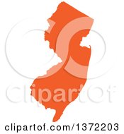 Poster, Art Print Of Orange Silhouetted Map Shape Of The State Of New Jersey United States