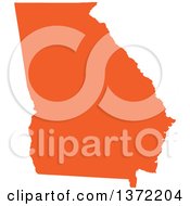 Orange Silhouetted Map Shape Of The State Of Georgia United States