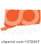 Poster, Art Print Of Orange Silhouetted Map Shape Of The State Of Connecticut United States