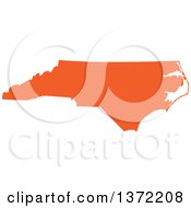Poster, Art Print Of Orange Silhouetted Map Shape Of The State Of North Carolina United States