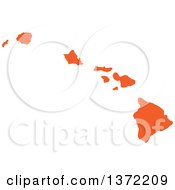 Clipart Of An Orange Silhouetted Map Shape Of The State Of Hawaii United States Royalty Free Vector Illustration