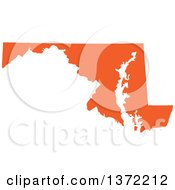 Poster, Art Print Of Orange Silhouetted Map Shape Of The State Of Maryland United States