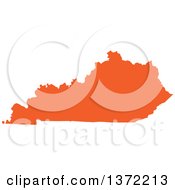 Poster, Art Print Of Orange Silhouetted Map Shape Of The State Of Kentucky United States