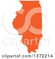 Orange Silhouetted Map Shape Of The State Of Illinois United States
