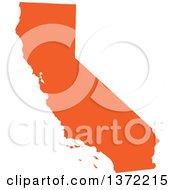 Clipart Of An Orange Silhouetted Map Shape Of The State Of California United States Royalty Free Vector Illustration