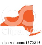 Poster, Art Print Of Orange Silhouetted Map Shape Of The State Of New York United States