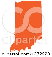 Poster, Art Print Of Orange Silhouetted Map Shape Of The State Of Indiana United States