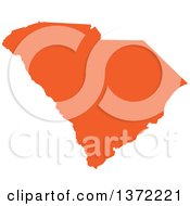 Poster, Art Print Of Orange Silhouetted Map Shape Of The State Of South Carolina United States