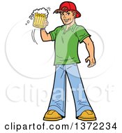 Poster, Art Print Of Caucasian Man Cheering With A Beer Mug