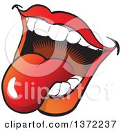 Clipart Of A Feminine Mouth Open And Sticking Tongue Out Royalty Free Vector Illustration