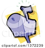 Clipart Of A Purple Mailbox With The Flag Up Royalty Free Vector Illustration