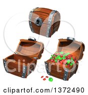 Clipart Of Closed And Open Treasure Chests With Gems On A White Background Royalty Free Illustration