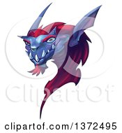 Poster, Art Print Of Purple And Red Dragon Like Monster Head On White