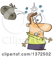 Cartoon Clipart Of A White Man Being Struck In The Head By Resolutions Royalty Free Vector Illustration