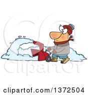 Poster, Art Print Of White Man Operating A Snow Blower On A Winter Day