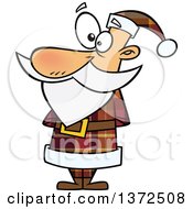 Cartoon Clipart Of A Christmas Santa Claus In A Brown Plaid Suit Royalty Free Vector Illustration