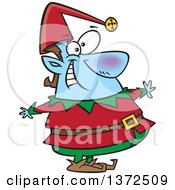 Poster, Art Print Of Happy Blue Fat Christmas Elf