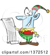 Poster, Art Print Of Blue Christmas Elf Reading Santas List