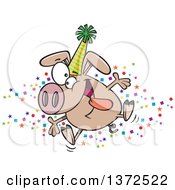 Poster, Art Print Of Hyper Pig Wearing A Party Hat And Celebrating The New Year