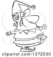 Poster, Art Print Of Black And White Happy Fat Christmas Elf