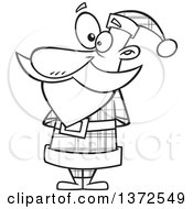 Poster, Art Print Of Black And White Christmas Santa Claus In A Plaid Suit