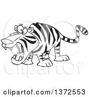 Cartoon Clipart Of A Black And White Roaring Angry Tiger Royalty Free Vector Illustration
