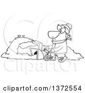 Poster, Art Print Of Black And White Man Operating A Snow Blower On A Winter Day