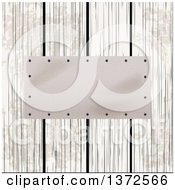 Clipart Of A Rectangular White Leather Label Screwed In Over White Distressed Wood Panels Royalty Free Vector Illustration