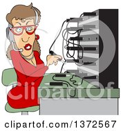 Clipart Of A Cartoon Caucasian Female Switchboard Operator At Work Royalty Free Vector Illustration