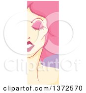 Poster, Art Print Of Vertical Drag Queen Face Panel With Pink Hair