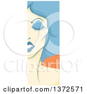 Vertical Drag Queen Face Panel With Blue Hair