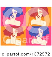 Clipart Of Colorful Bright Tiles Of Drag Queens Royalty Free Vector Illustration