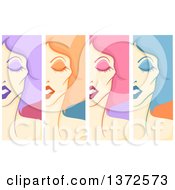 Poster, Art Print Of Drag Queen Faces Vertical Borders With Colorful Hair