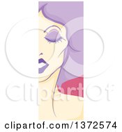 Vertical Drag Queen Face Panel With Purple Hair