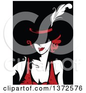 Cabaret Performer In Red Black And White