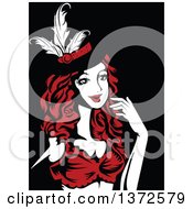 Clipart Of A Cabaret Performer In Red Black And White Royalty Free Vector Illustration