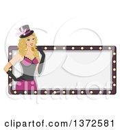 Blond White Burlesque Woman Over A Blank Sign