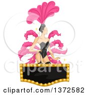 Clipart Of A Cabaret Dancer Woman Over A Blank Sign Royalty Free Vector Illustration