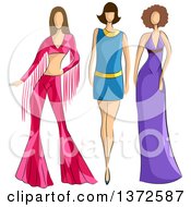 Poster, Art Print Of Faceless Caucasian Female Models Wearing 70s Styled Apparel